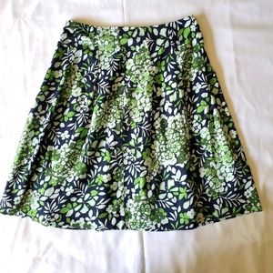 Attention Green and Cream Flower Skirt, Size 6